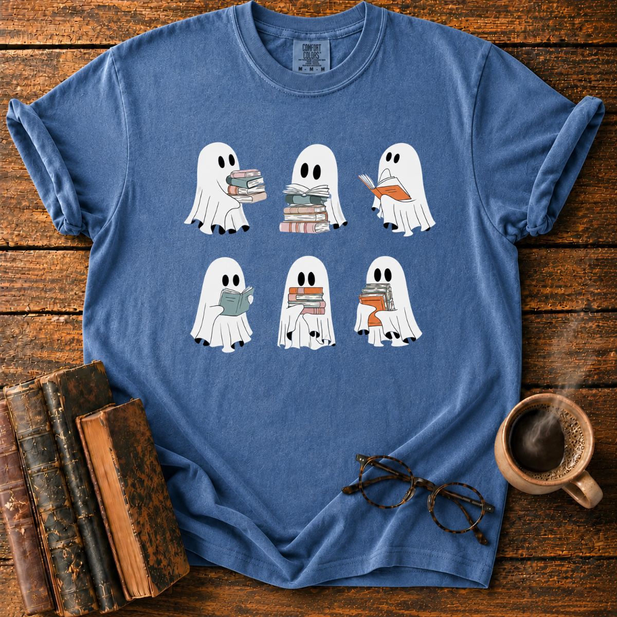 Cute Ghosts Reading Books T-Shirt