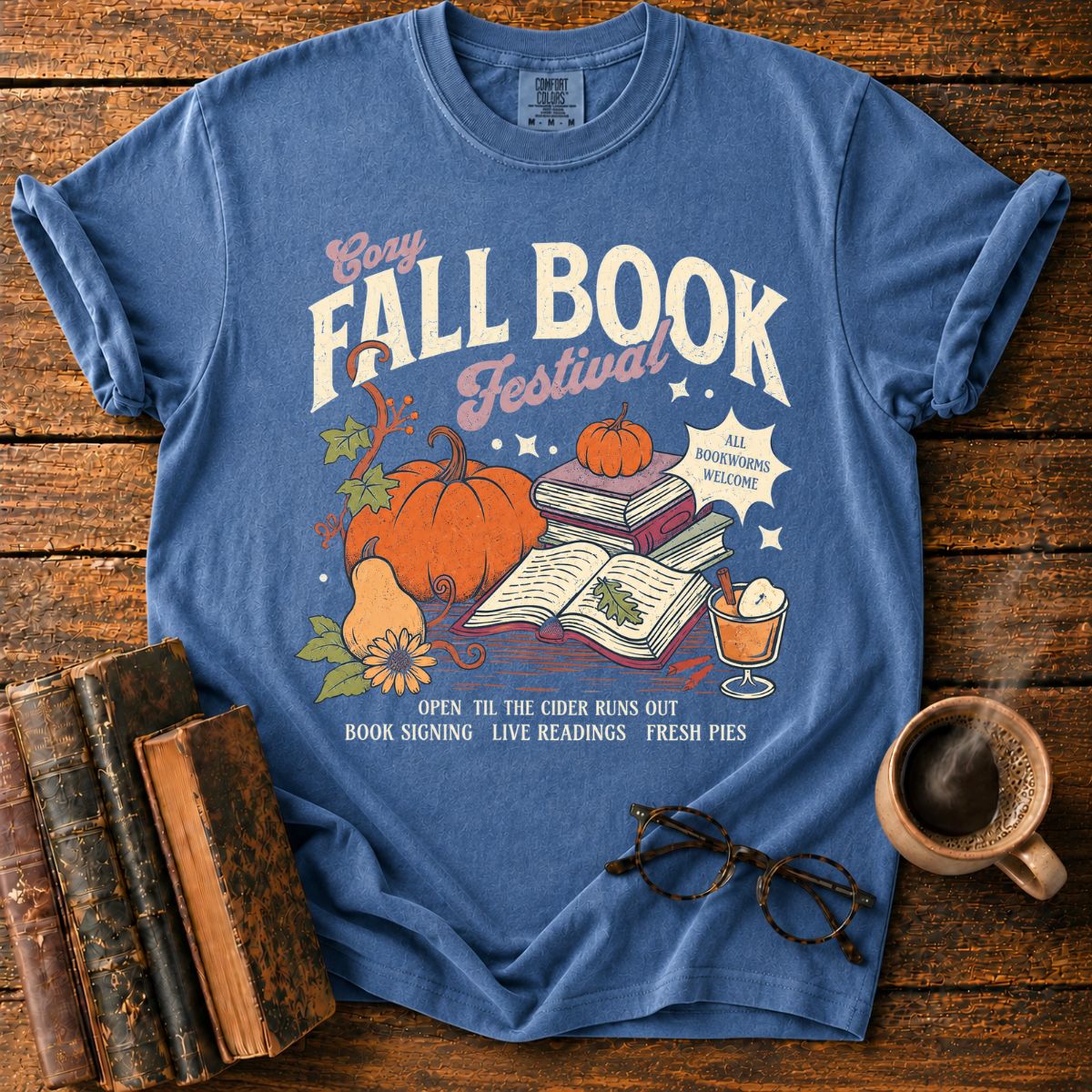 Cozy Fall Book Festival Pumpkin T-Shirt