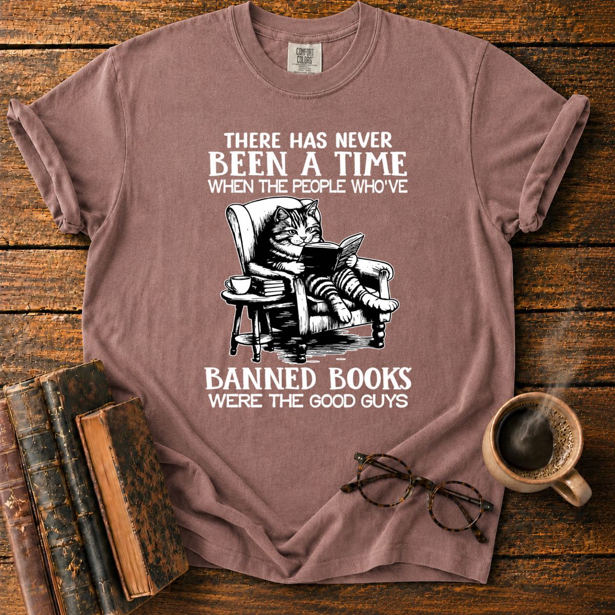 Cat Reading Banned Books Good Guys T-Shirt