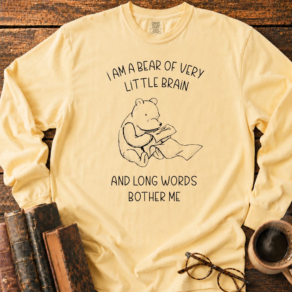 Bear Of Little Brain Sketch LS T-Shirt