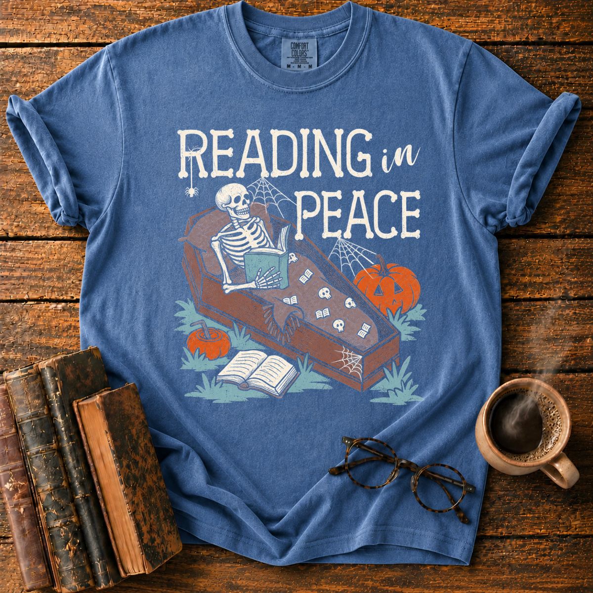 Reading in Peace Skeleton T-Shirt