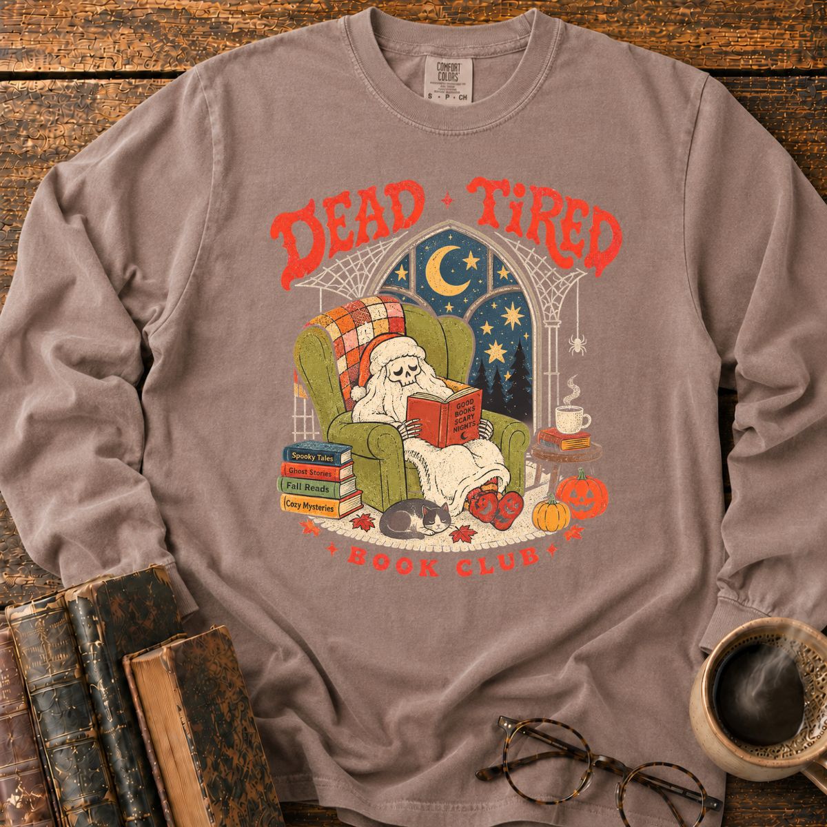 Dead Tired Book Club Skeleton LS T-Shirt