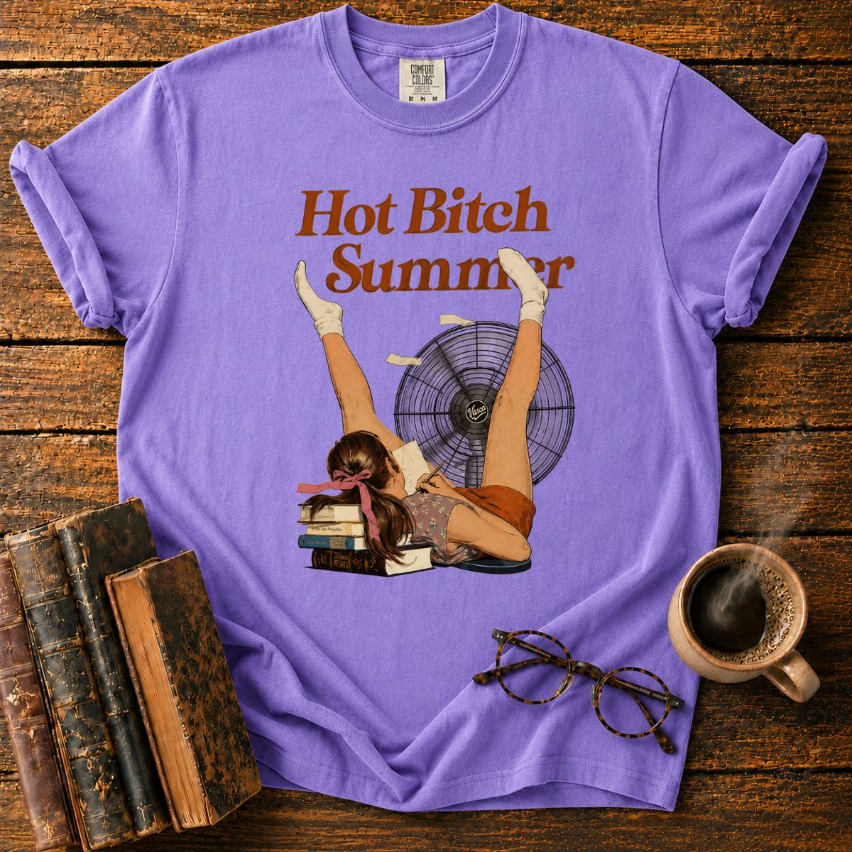 Retro Summer Reading by the Fan T-Shirt