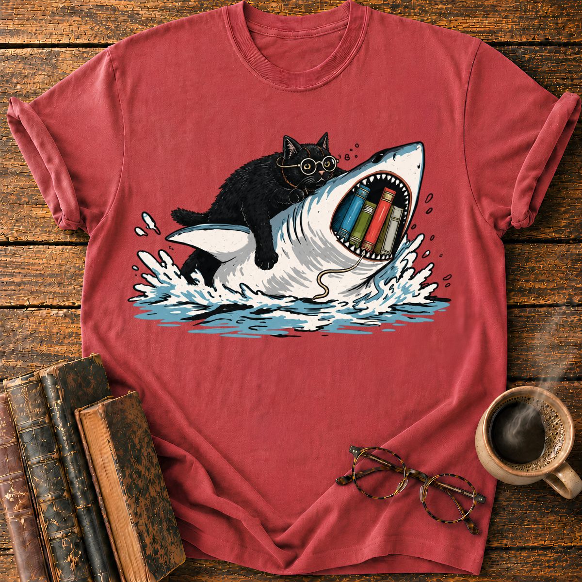 Cat Rides a Shark T-Shirt