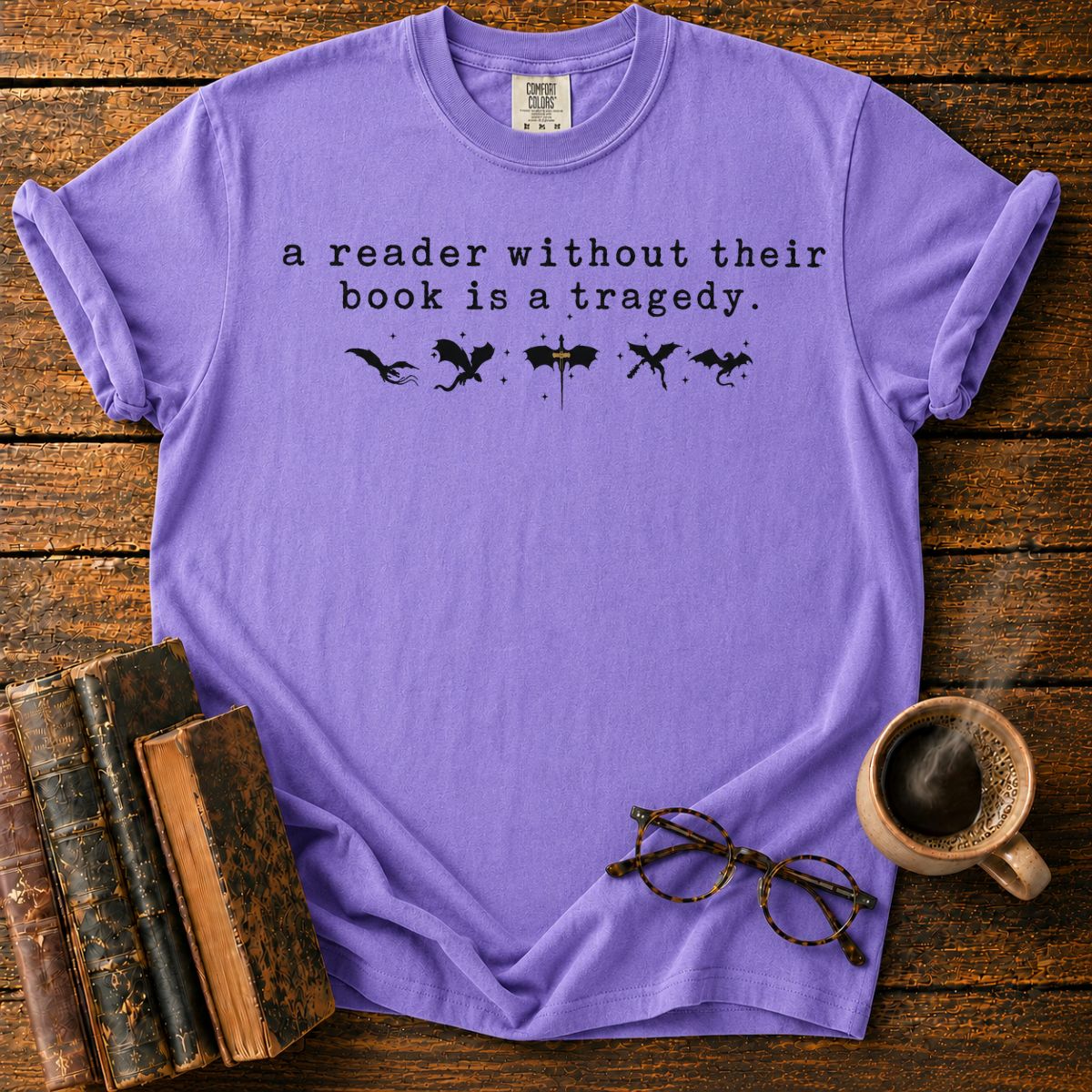 Vintage Bookish Dragon Quote T-Shirt