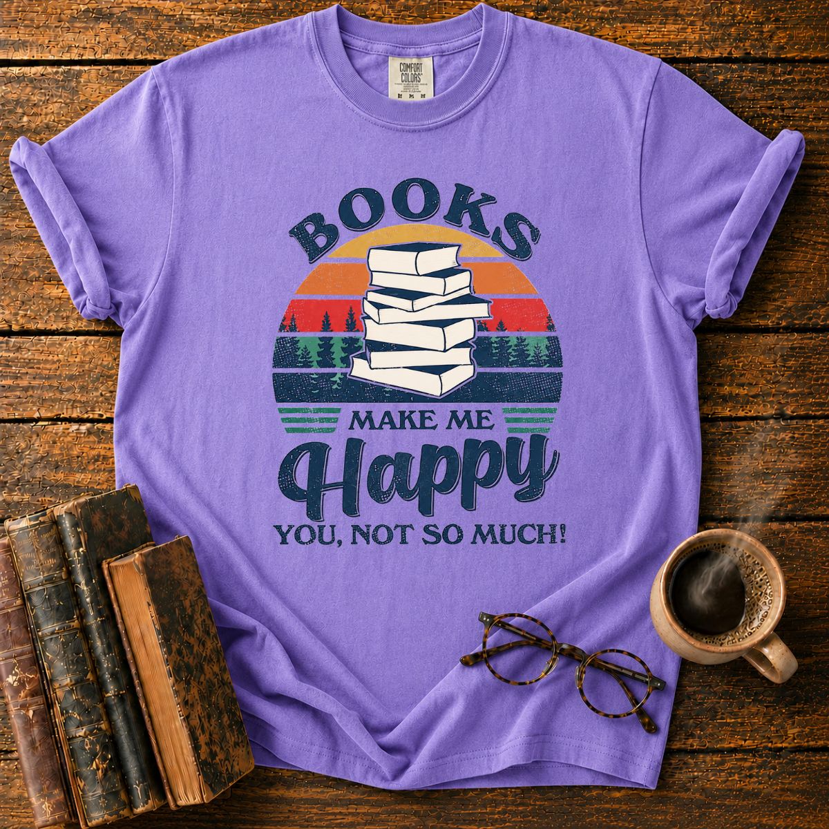 Retro Books Make Me Happy T-Shirt