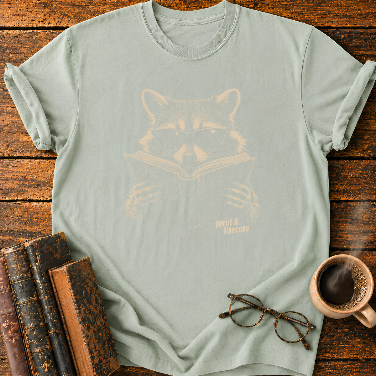 Raccoon Reading a Book T-Shirt