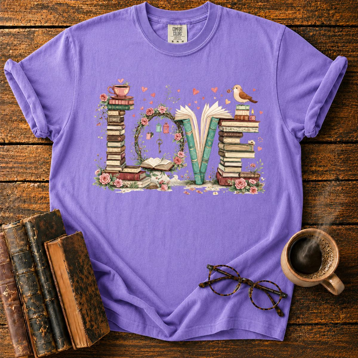 Floral Bookish LOVE Arrangement T-Shirt