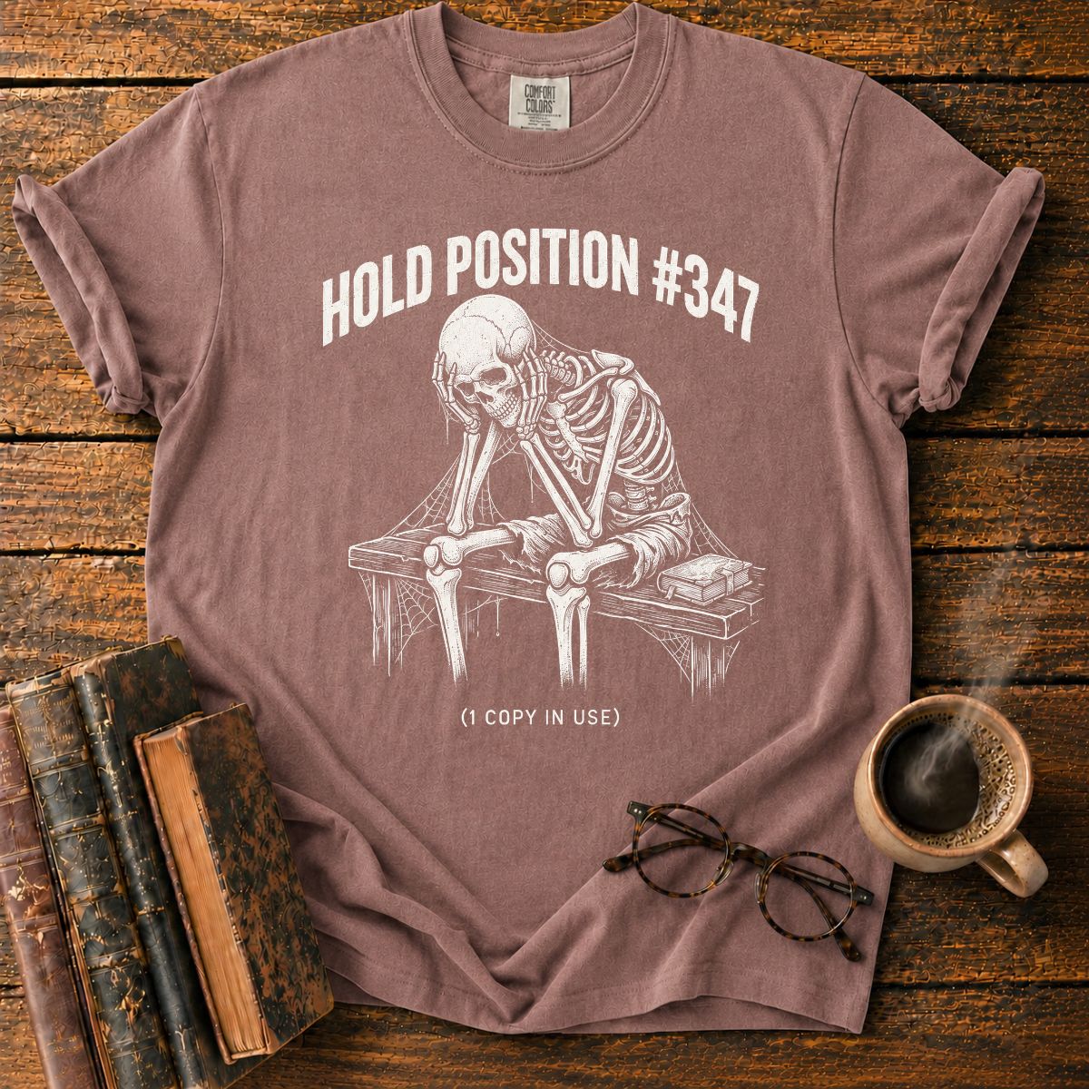 Library Hold Position Skeleton Funny T-Shirt