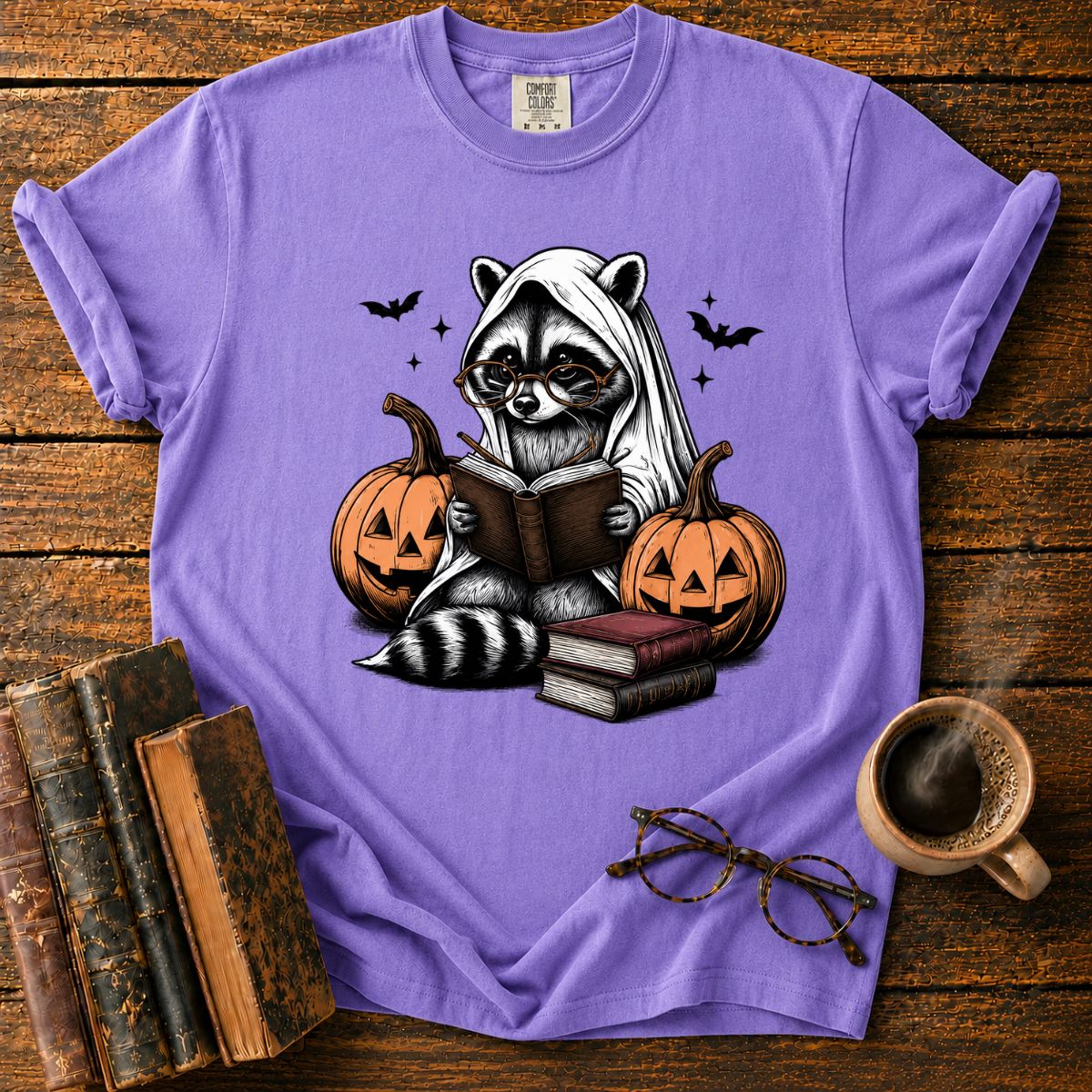 Raccoon’s Halloween Reading T-Shirt