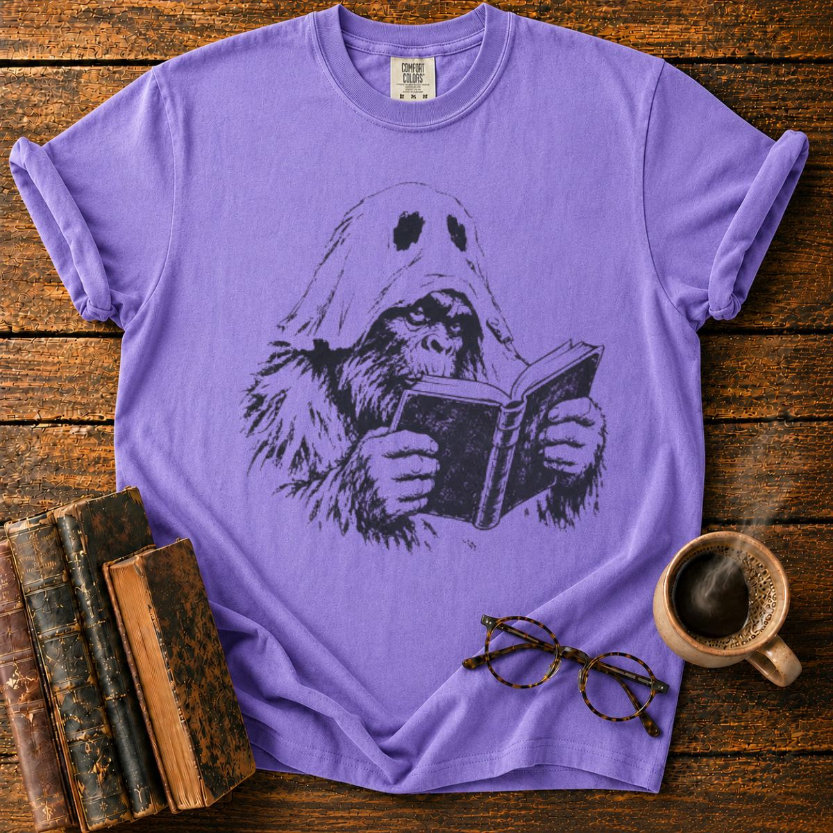 Ghost Bigfoot Reading T-Shirt