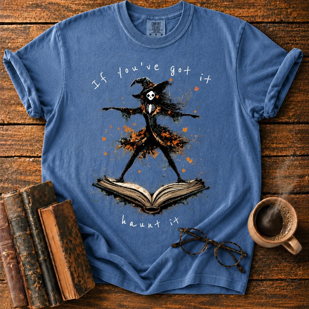 Haunted Witch on an Open Book T-Shirt