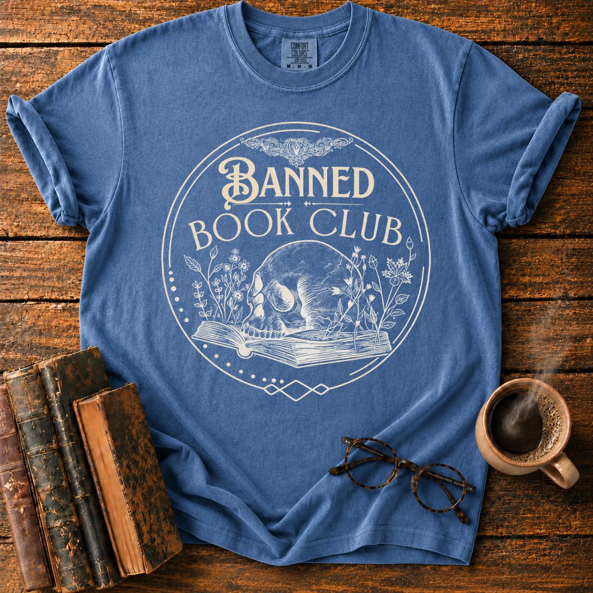 Banned Book Club Skull Emblem T-Shirt
