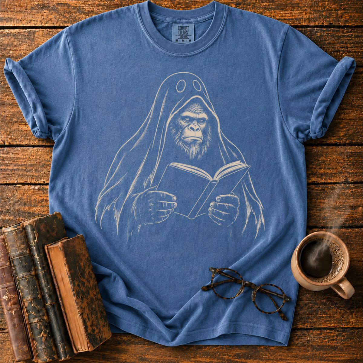 Cloaked Gorilla Reading a Book T-Shirt