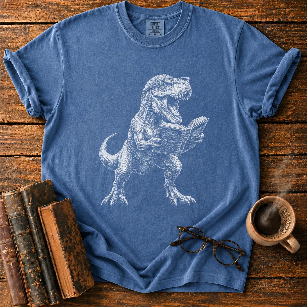 Nerdy T. Rex Reading T-Shirt