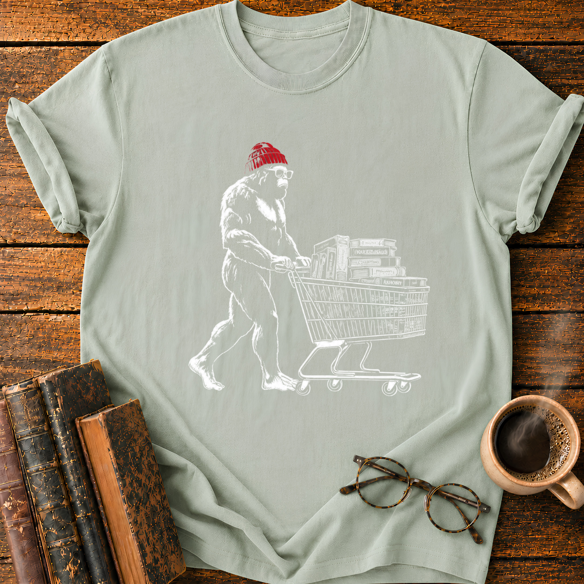 Bigfoot Book Cart T-Shirt