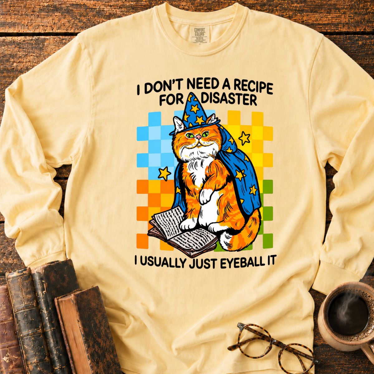 Wizard Cat Reading Books LS T-Shirt