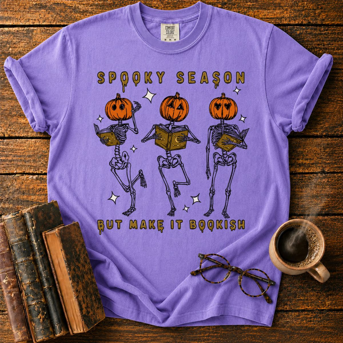 Spooky Season Bookish Skeleton Dance T-Shirt