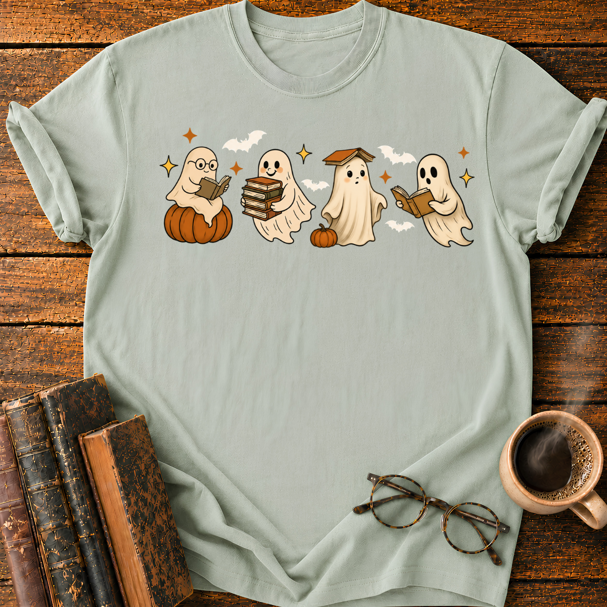 Ghosts Reading Books T-Shirt