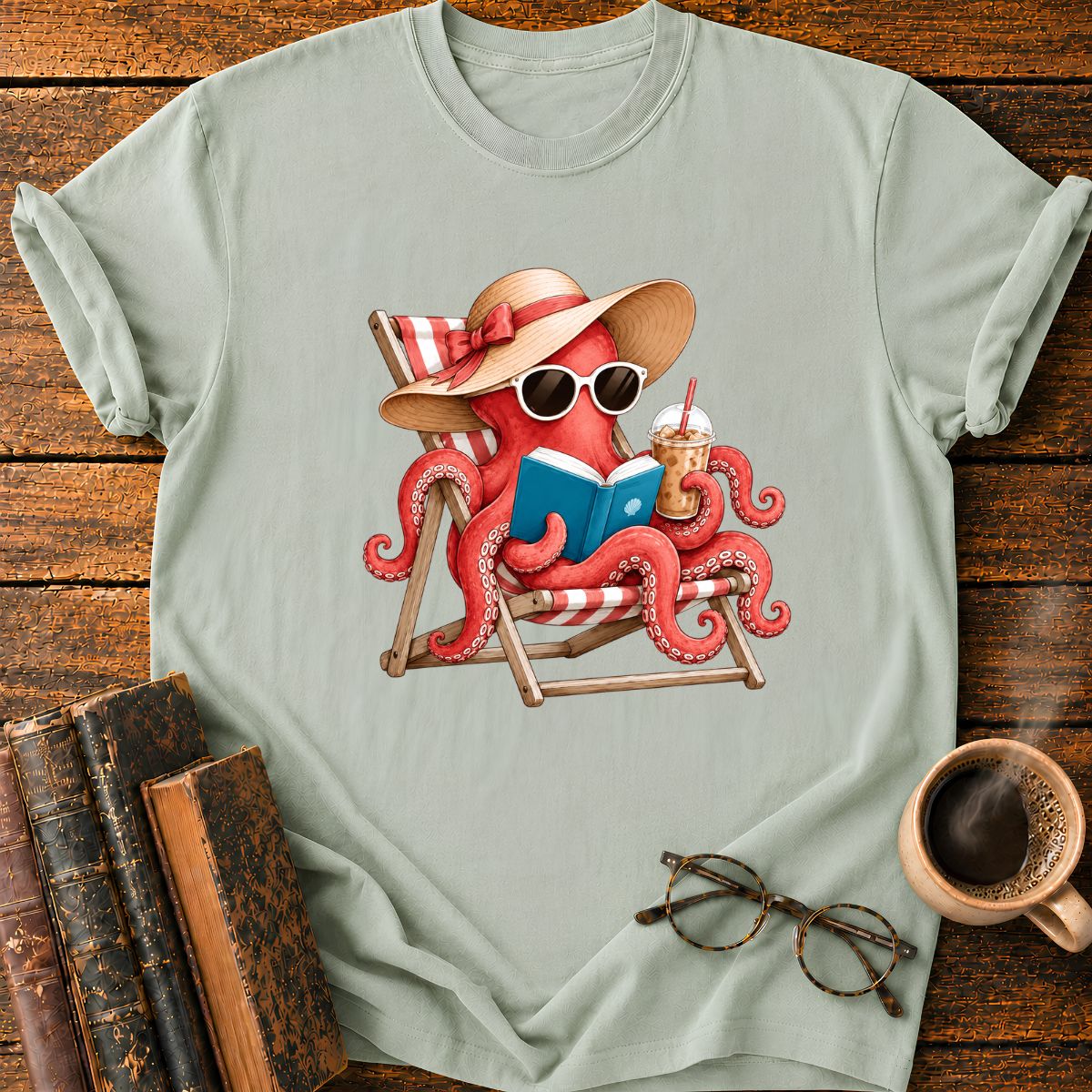 Octopus Reading T-Shirt