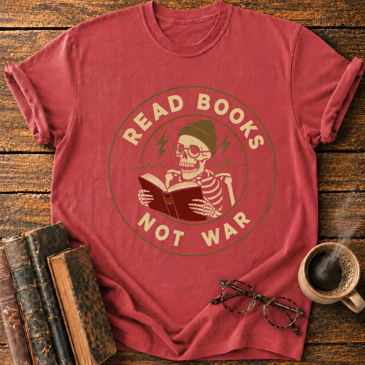 Read Books Not War Badge T-Shirt