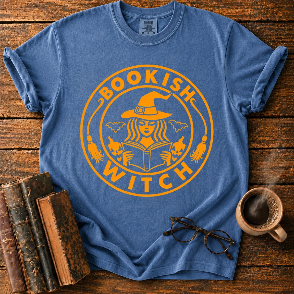 Bookish Witch Halloween Emblem T-Shirt