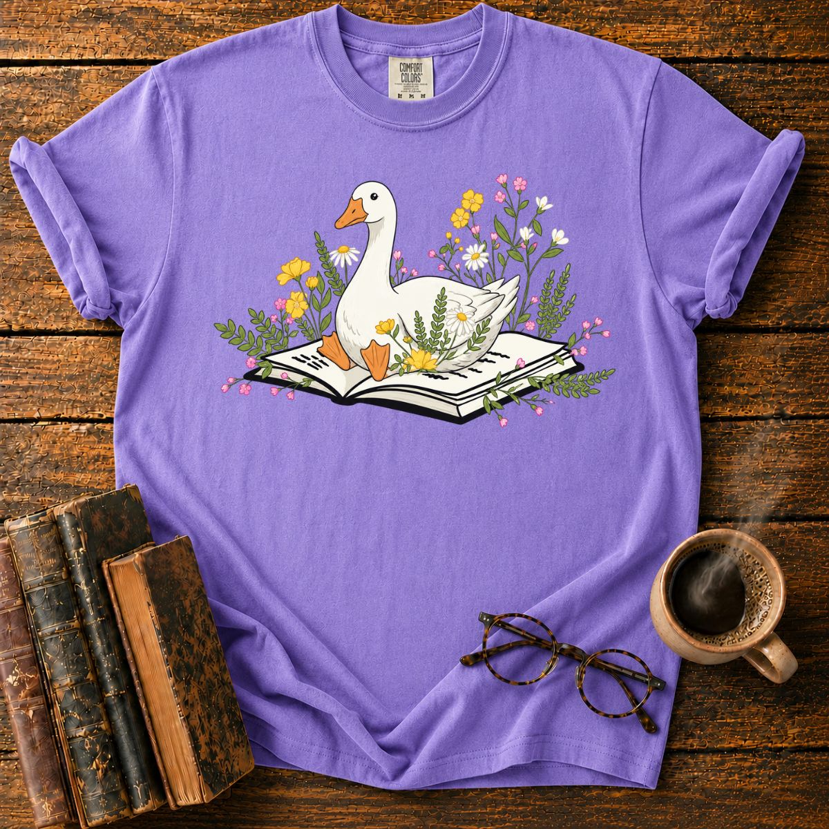 Whimsical Goose in Bloom T-Shirt