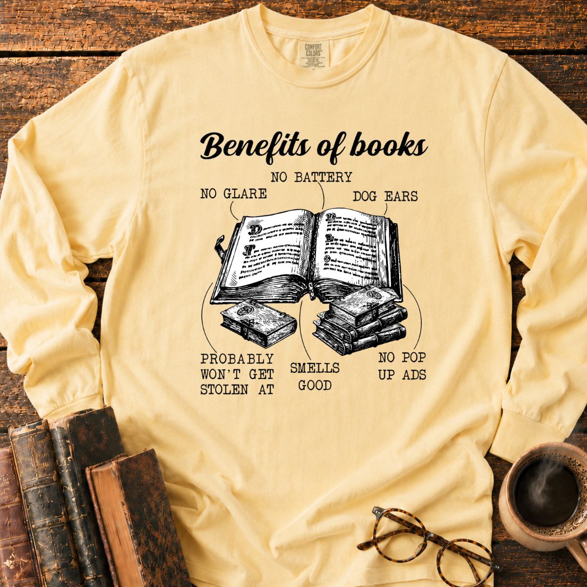 Funny Benefits Of Books Diagram LS T-Shirt