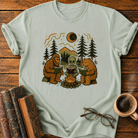 Campfire Friends Reading T-Shirt