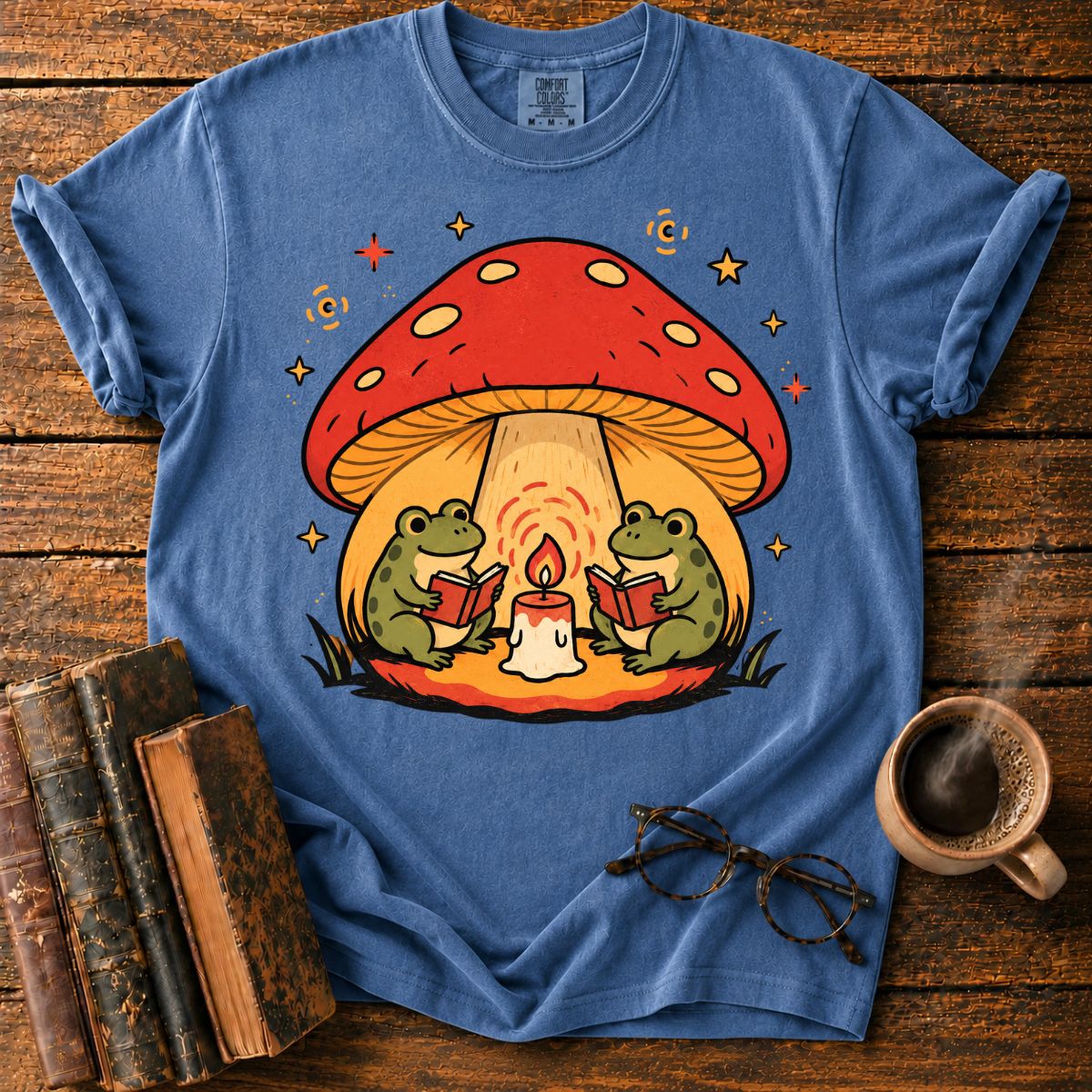 Frogs Reading Beneath a Mushroom House T-Shirt