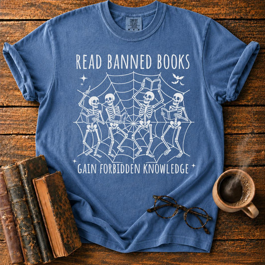 Dancing Skeletons Reading Banned Books T-Shirt