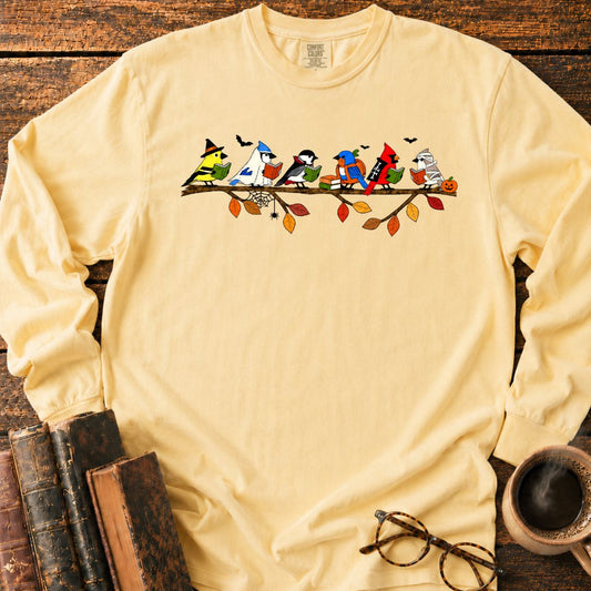 Halloween Birds Reading LS T-Shirt