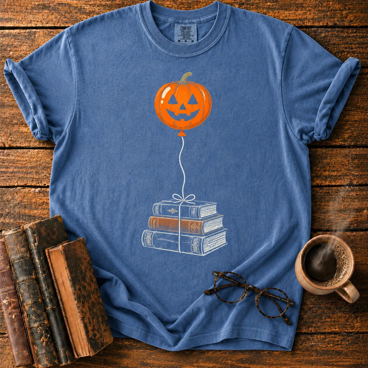 Balloon Over Vintage Books T-Shirt