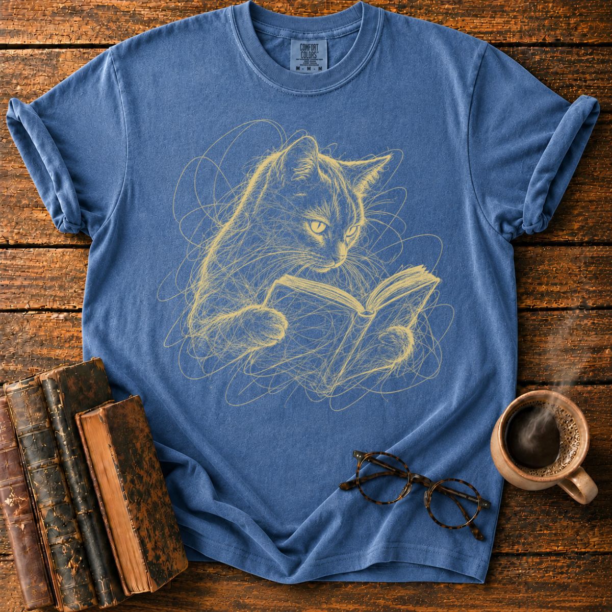 Bookish Cat T-Shirt T-Shirt