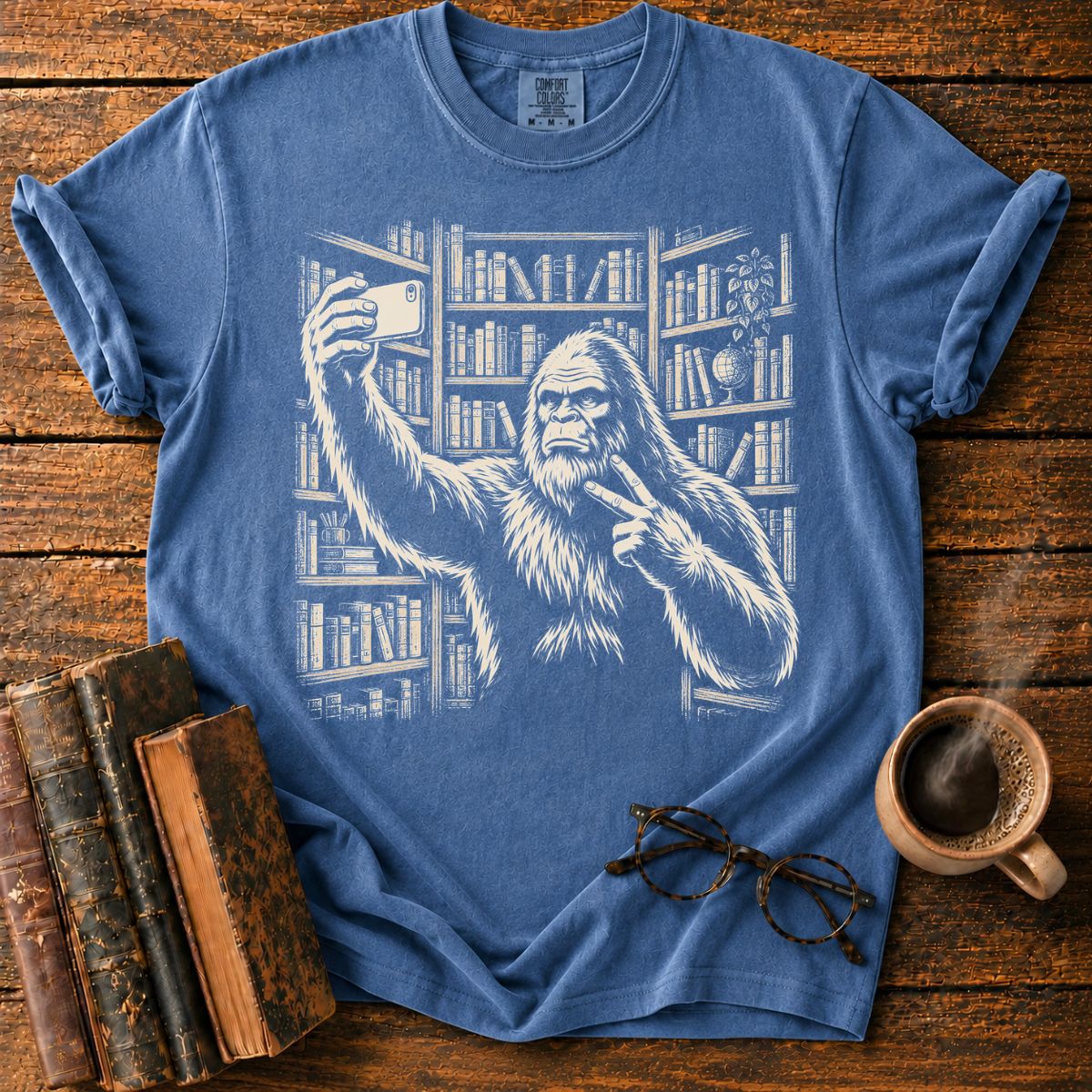 Bigfoot’s Vintage Library Selfie T-Shirt