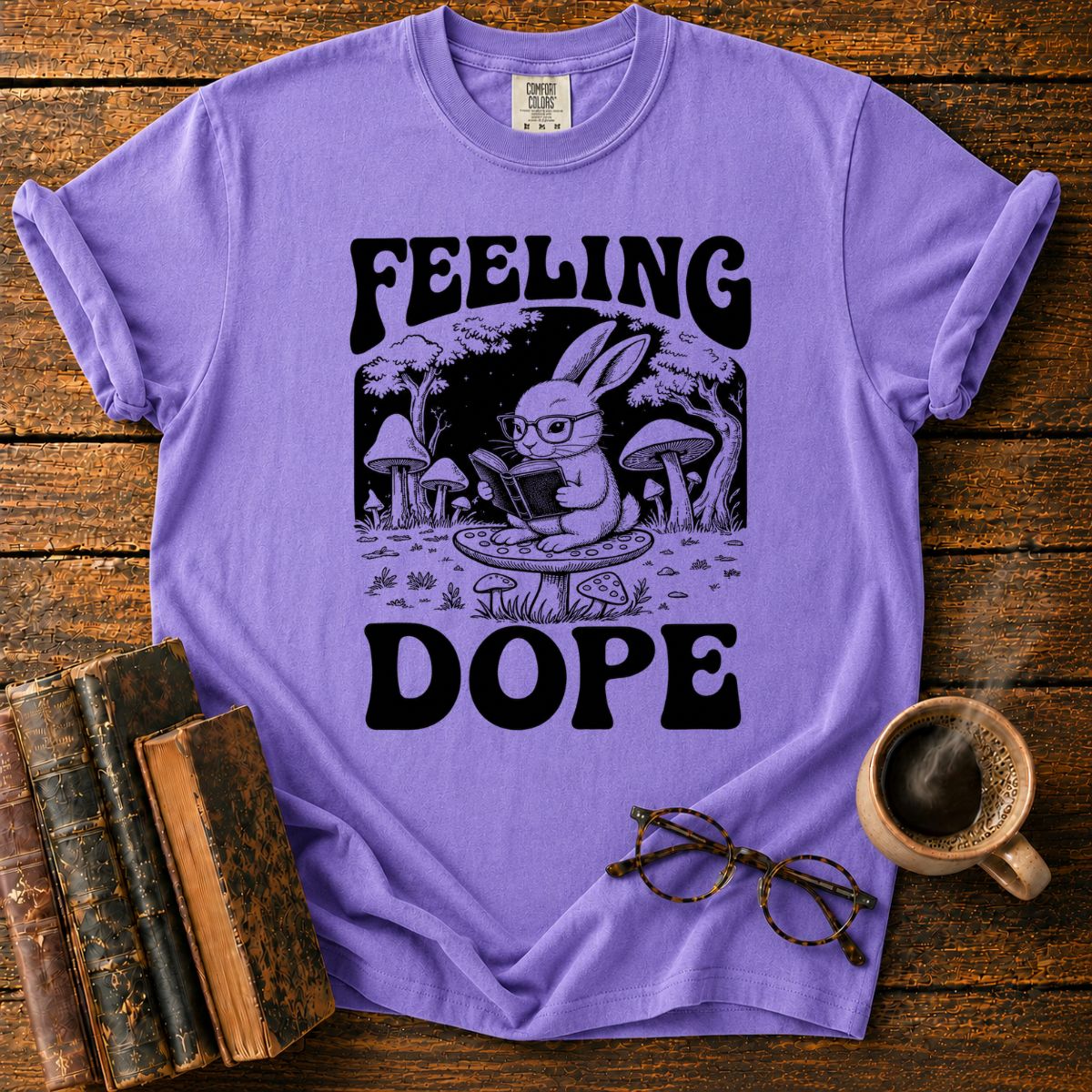 Feeling Dope_ Moonlit Rabbit Reader T-Shirt