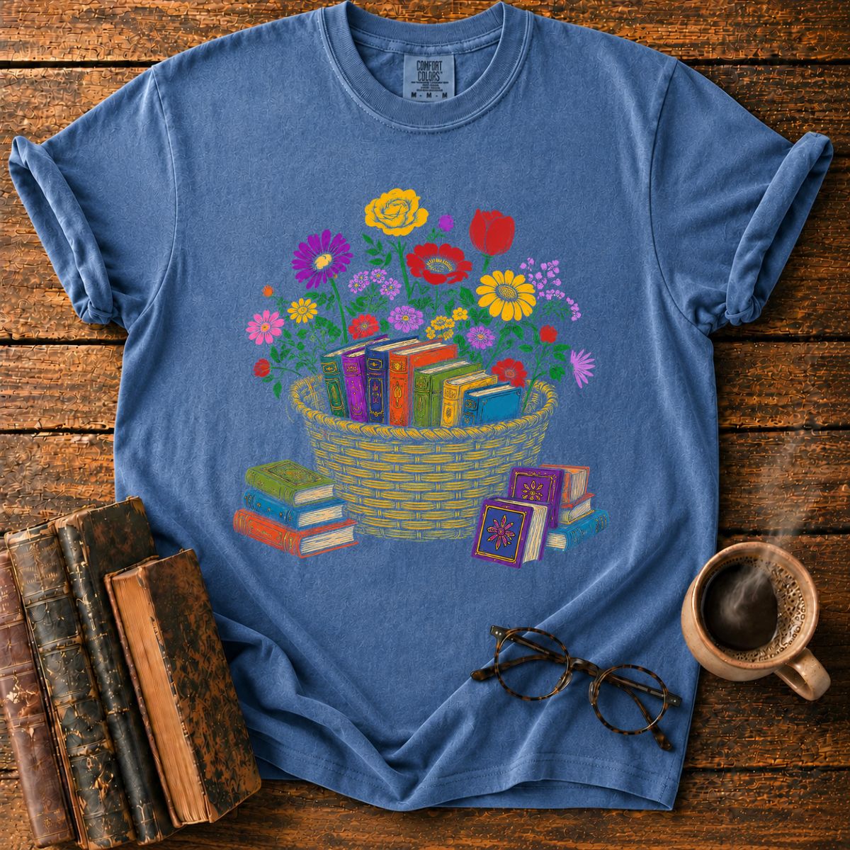 Blooming Basket of Books T-Shirt