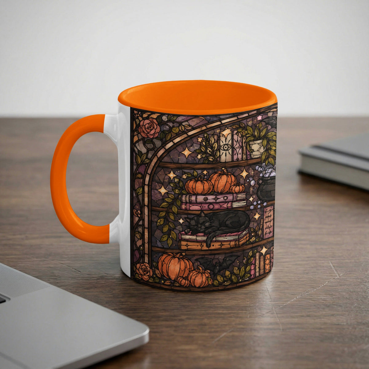 Enchanted Bookshelf Stained Glass Mug