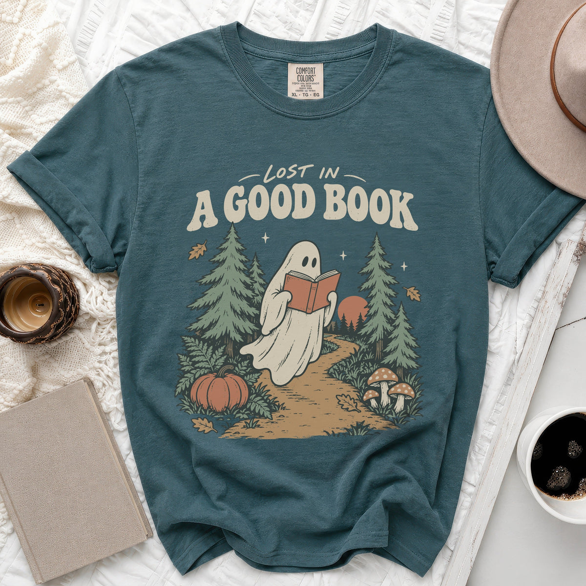 Bookish Ghost Autumn Forest Tee