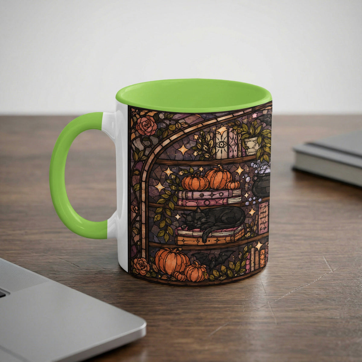 Enchanted Bookshelf Stained Glass Mug