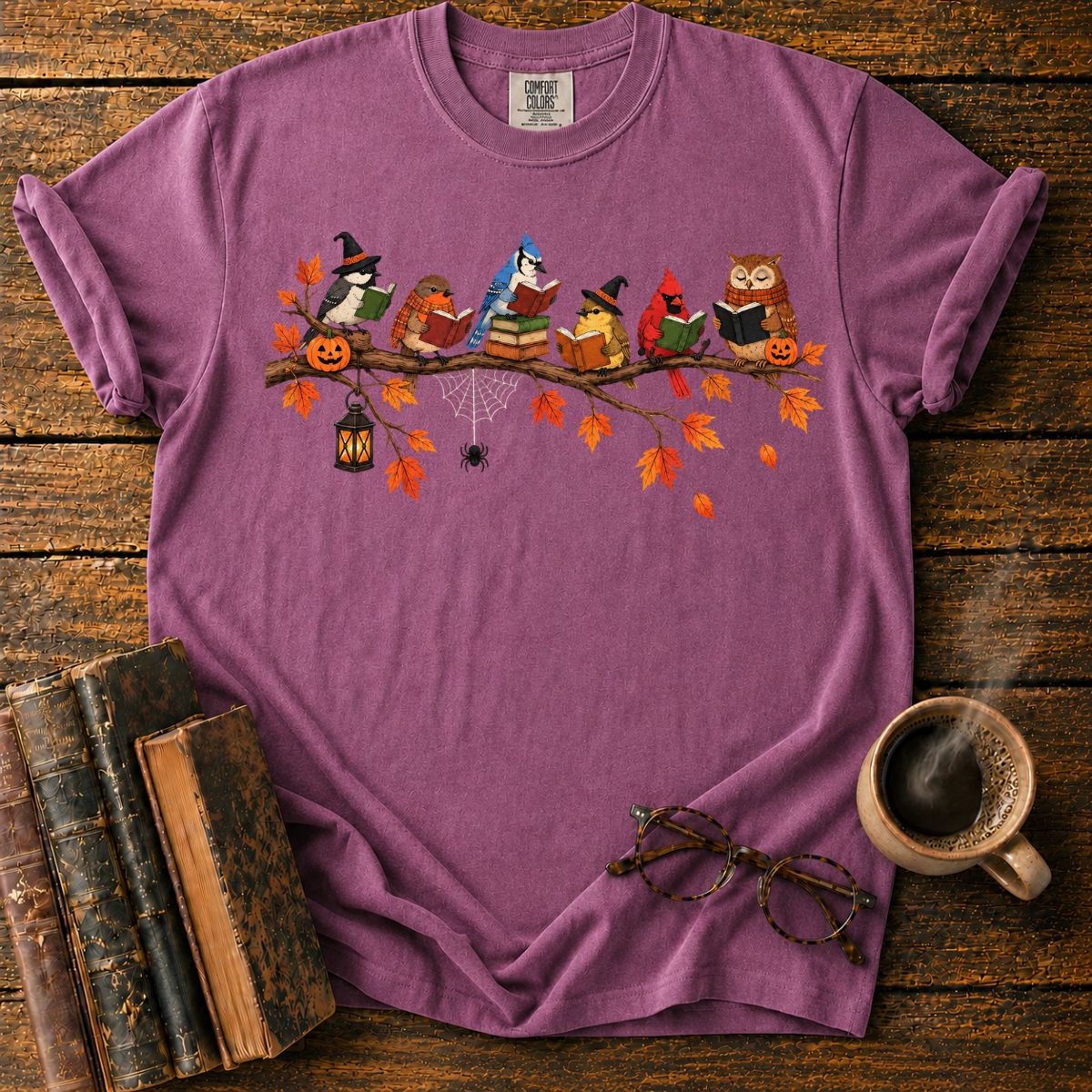 Birds’ Halloween Reading Branch T-Shirt