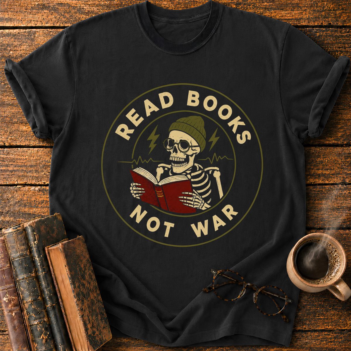 Read Books Not War Badge T-Shirt