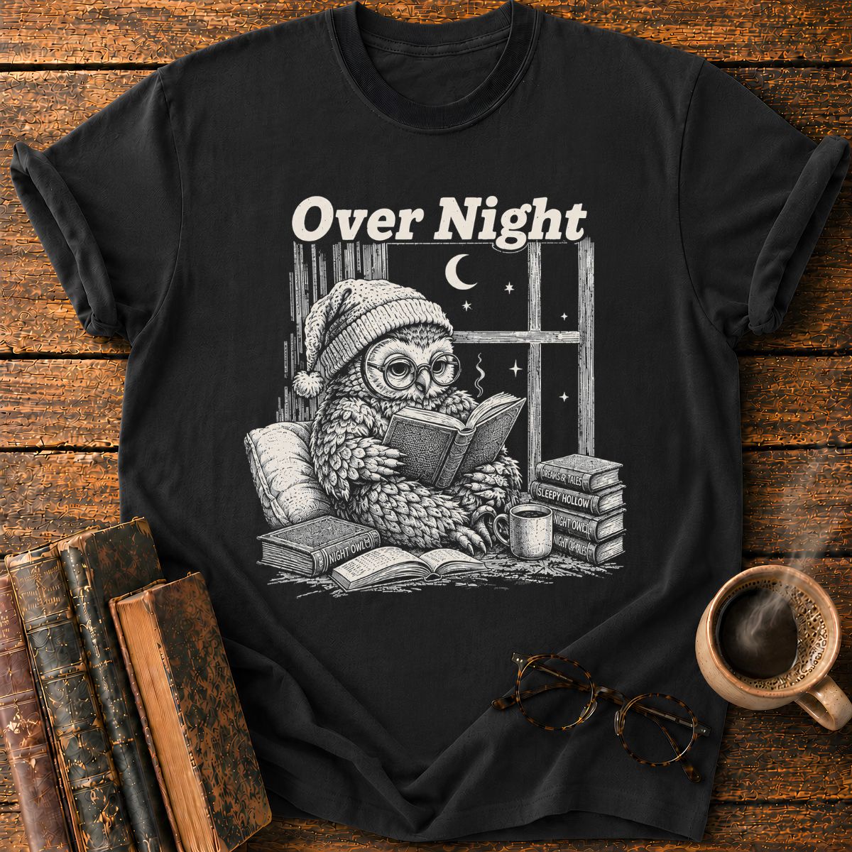 Cozy Night Owl Reading A Book T-Shirt