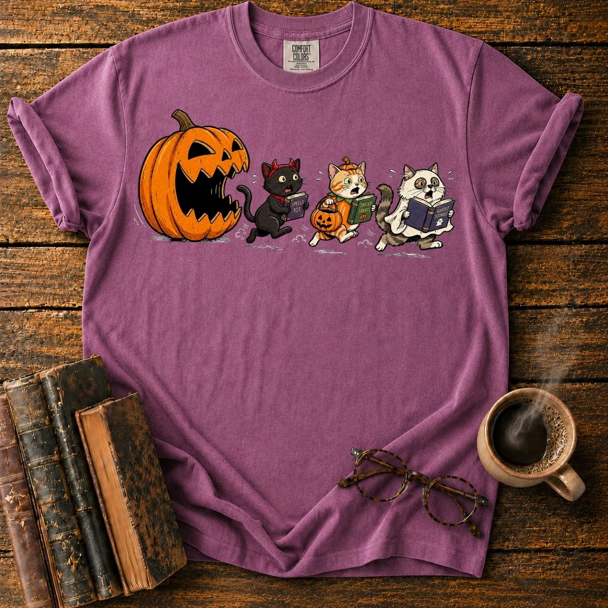 Pumpkin Chase_ Halloween Cat Chaos T-Shirt