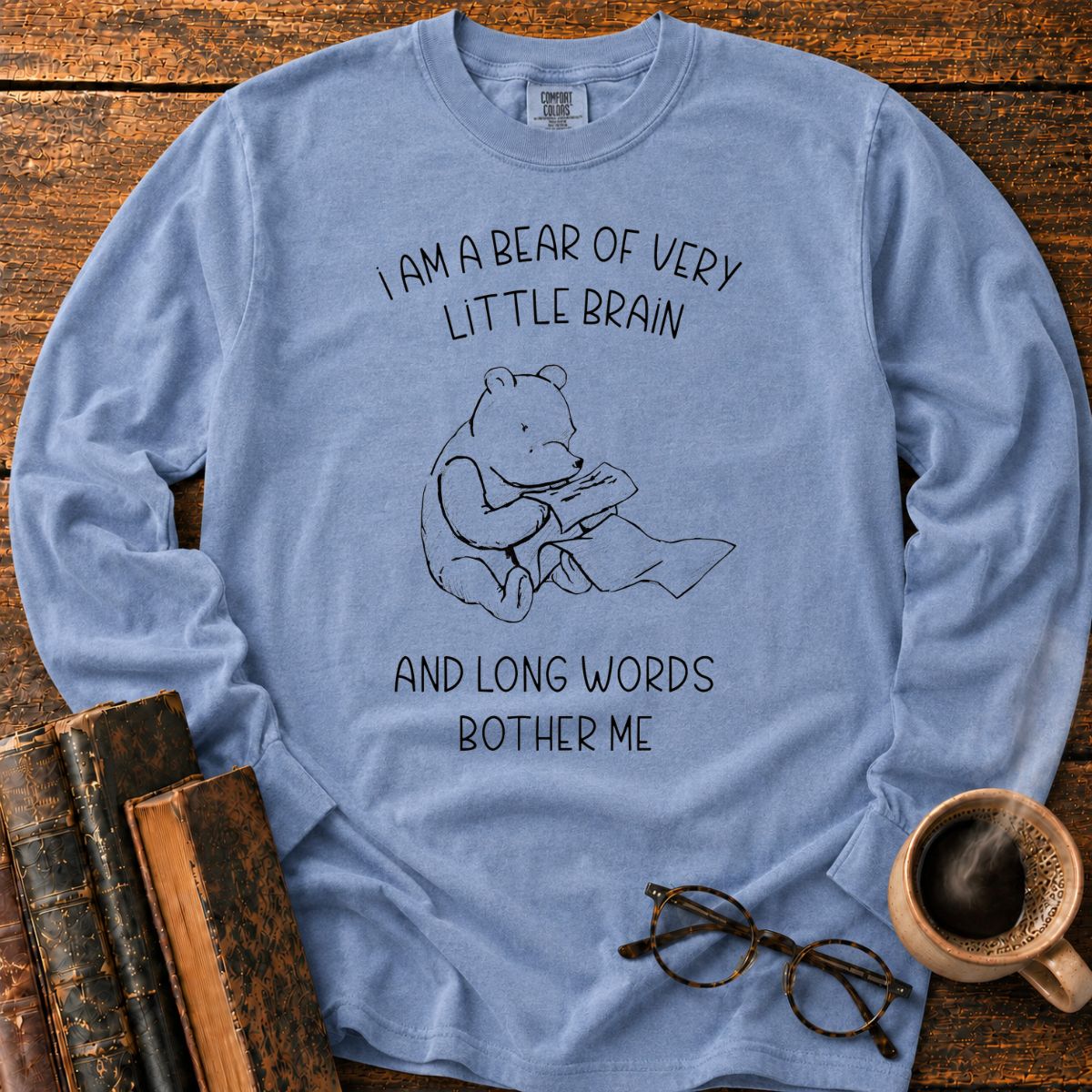 Bear Of Little Brain Sketch LS T-Shirt