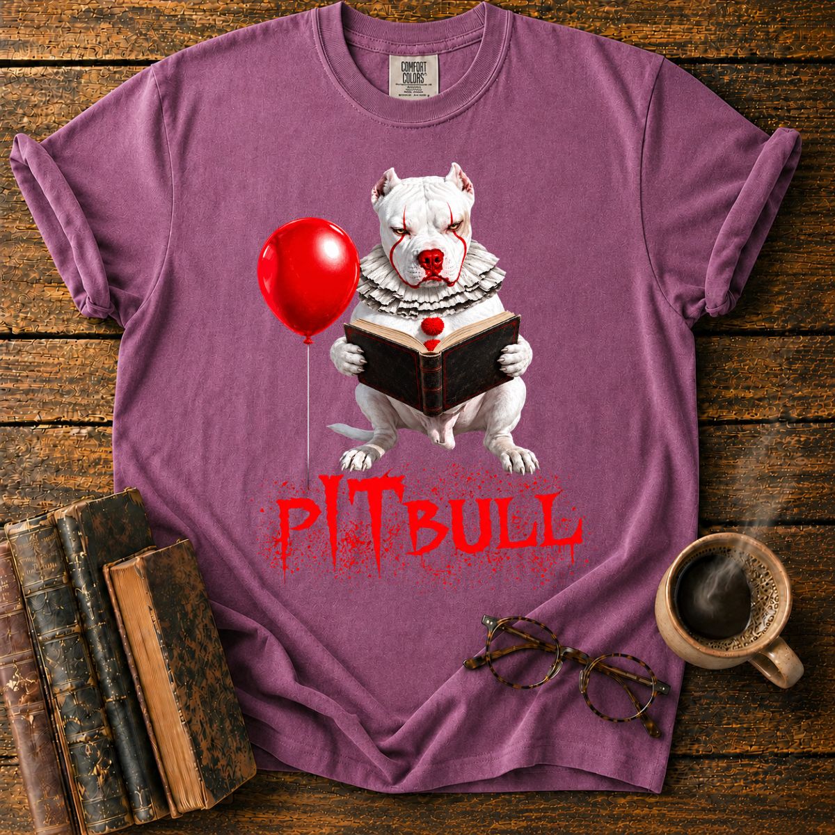 Pitbull Reading a Vintage Book T-Shirt