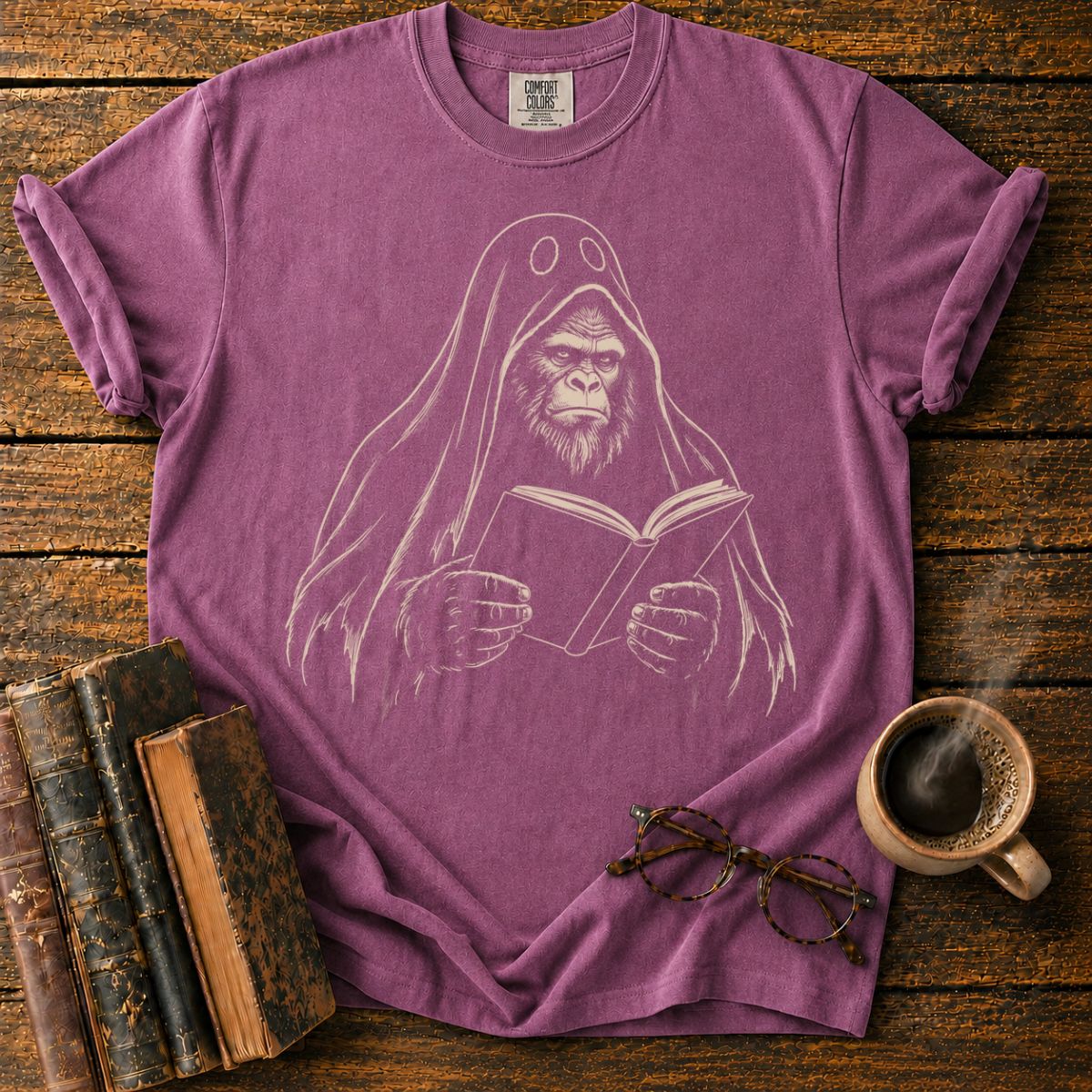 Cloaked Gorilla Reading a Book T-Shirt