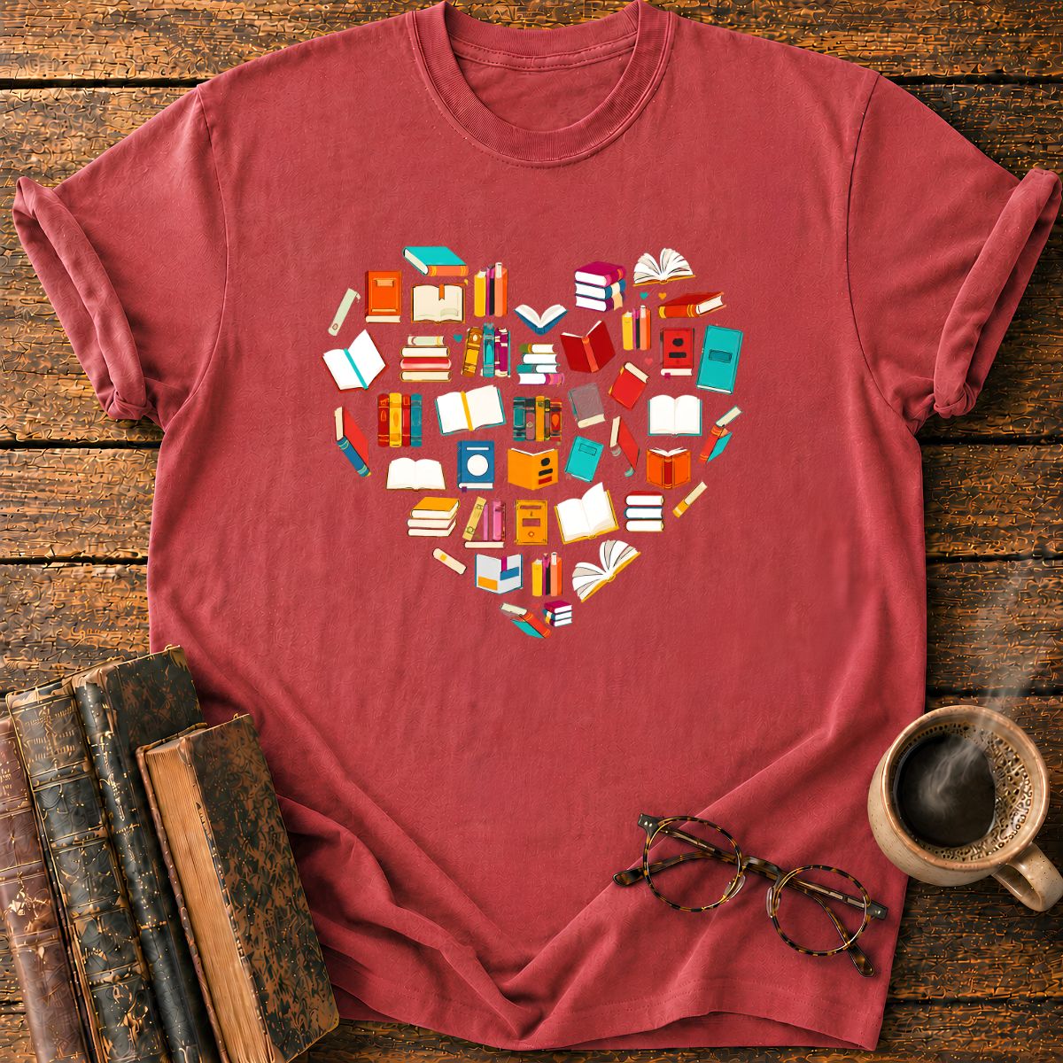 Colorful Book Heart T-Shirt