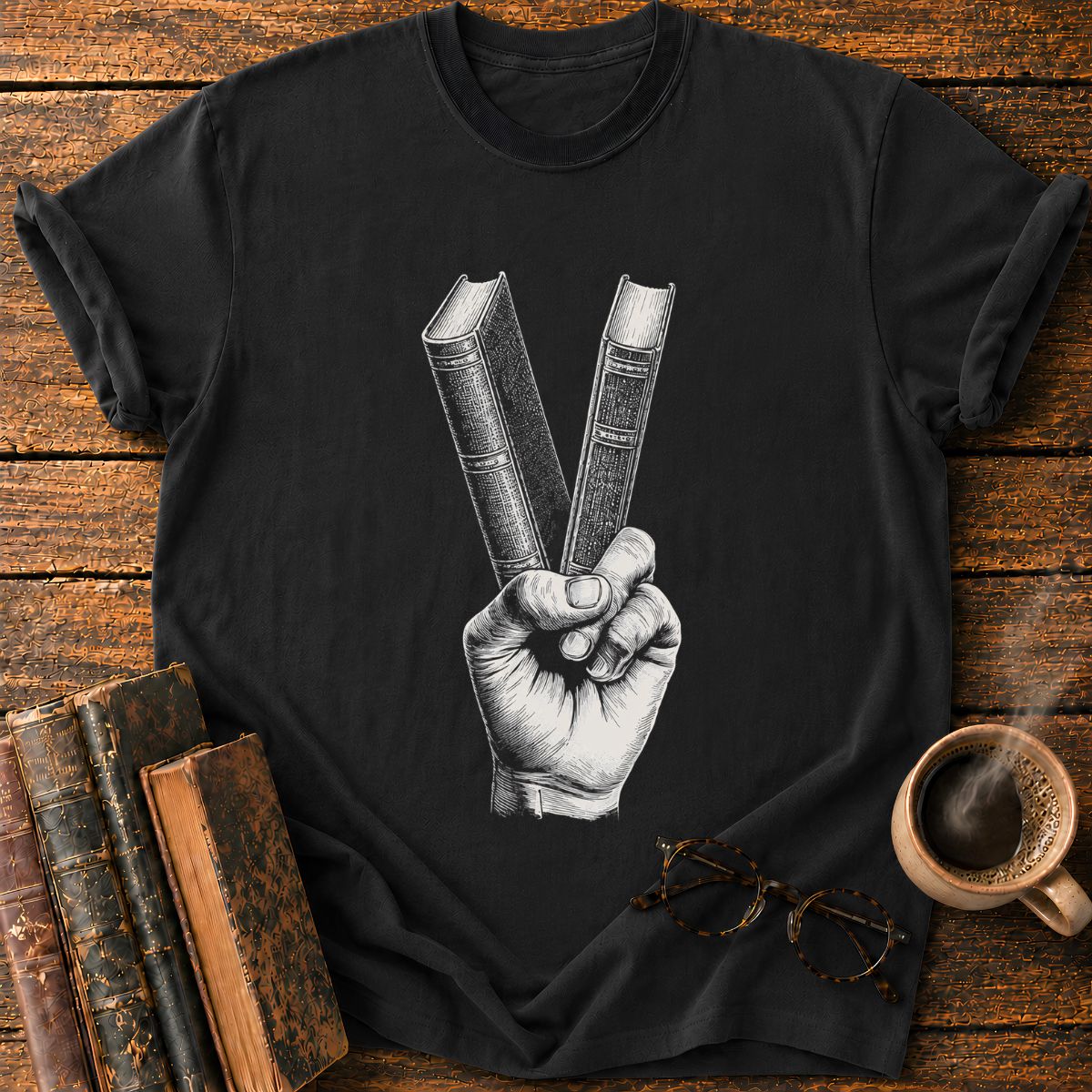 Peace Sign with Books T-Shirt