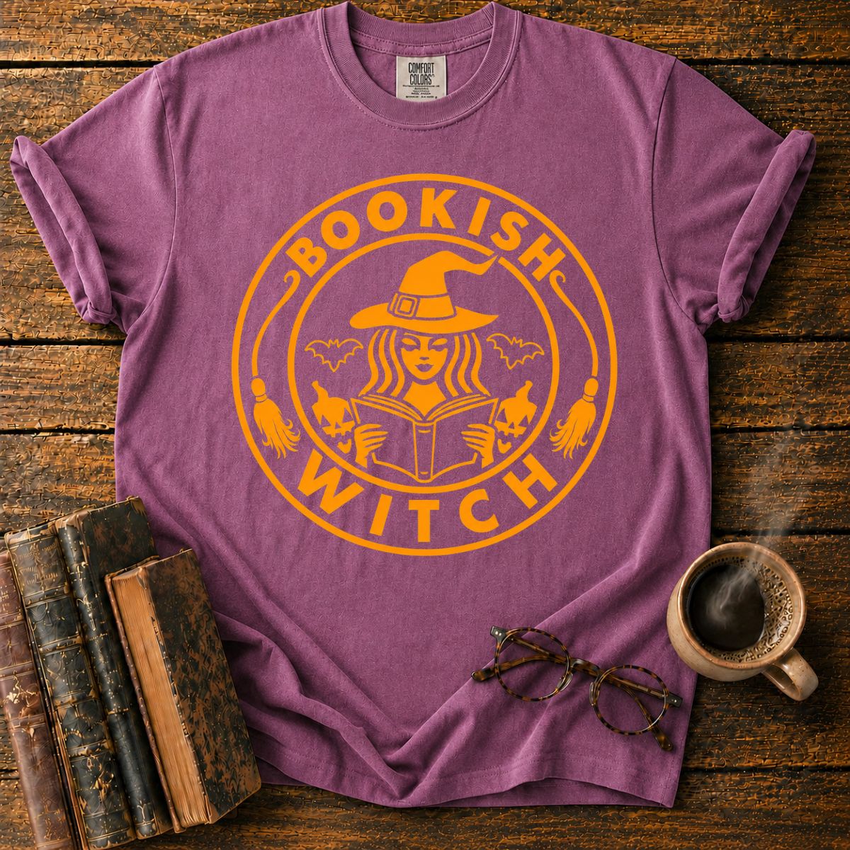 Bookish Witch Halloween Emblem T-Shirt